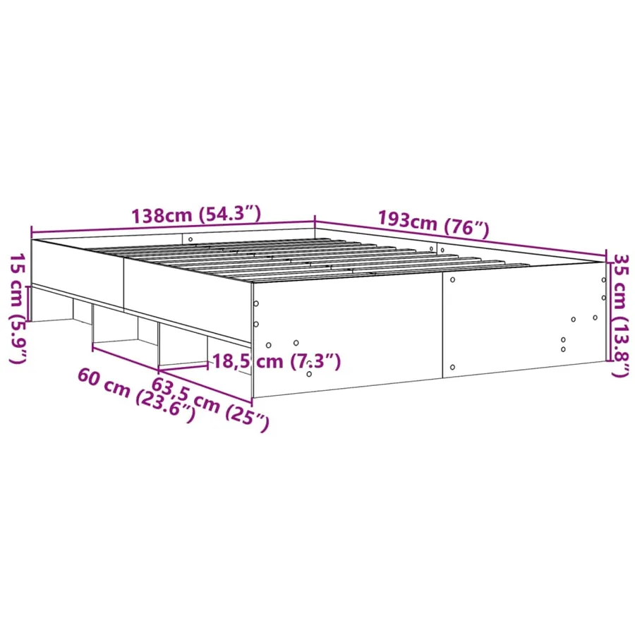Cadre de lit sans matelas chêne sonoma 135x190 cm - 10