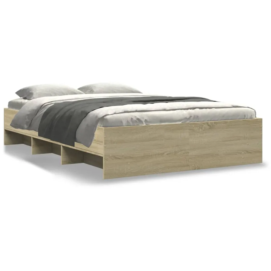 Cadre de lit sans matelas chêne sonoma 135x190 cm - 2