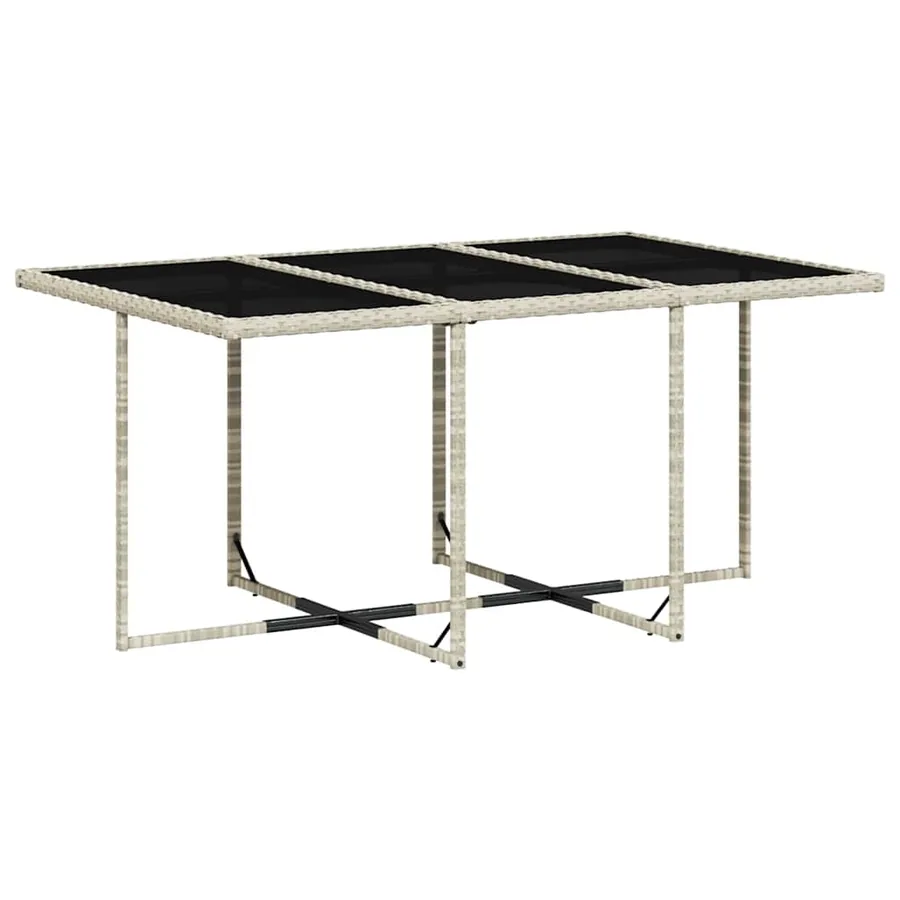 Ensemble à manger de jardin 11pcs avec coussins gris poly rotin - 3