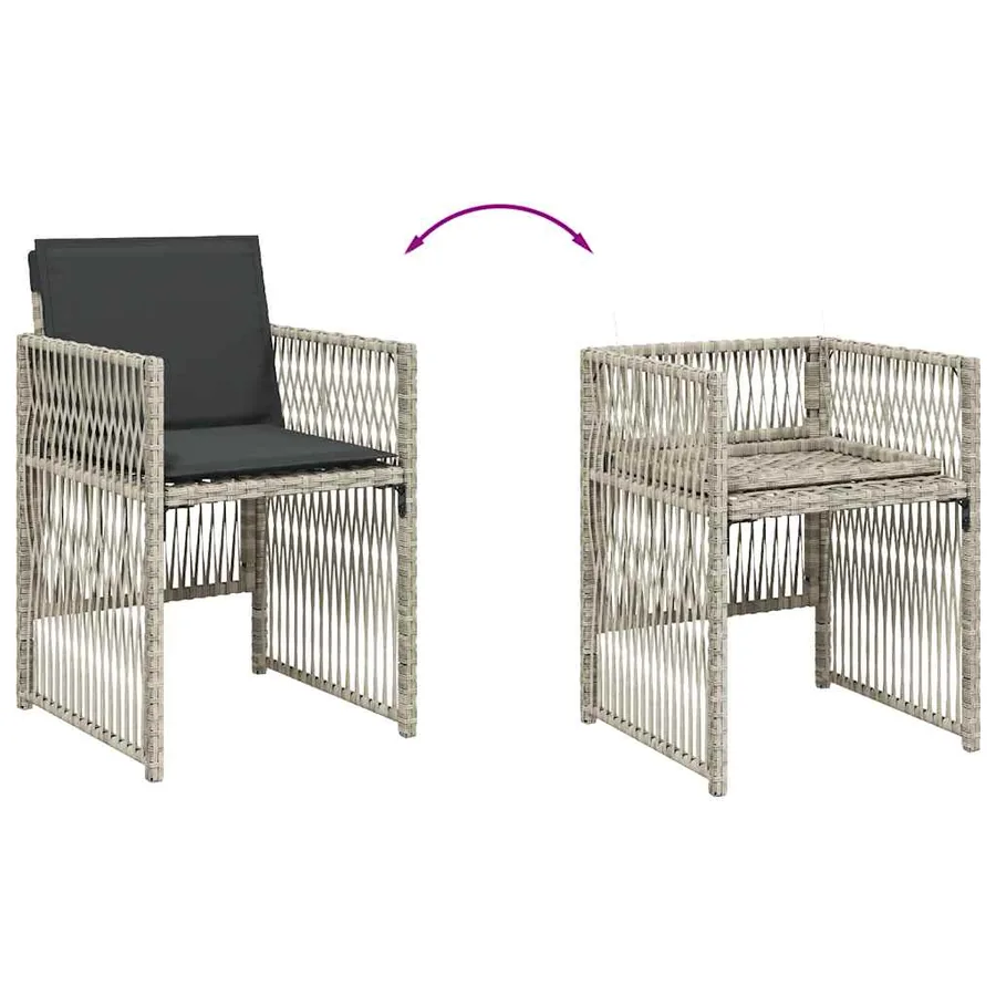 Ensemble à manger de jardin 11pcs avec coussins gris poly rotin - 5