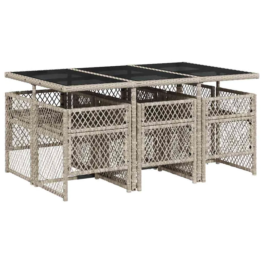 Ensemble à manger de jardin et coussins 7 pcs gris clair rotin - 5