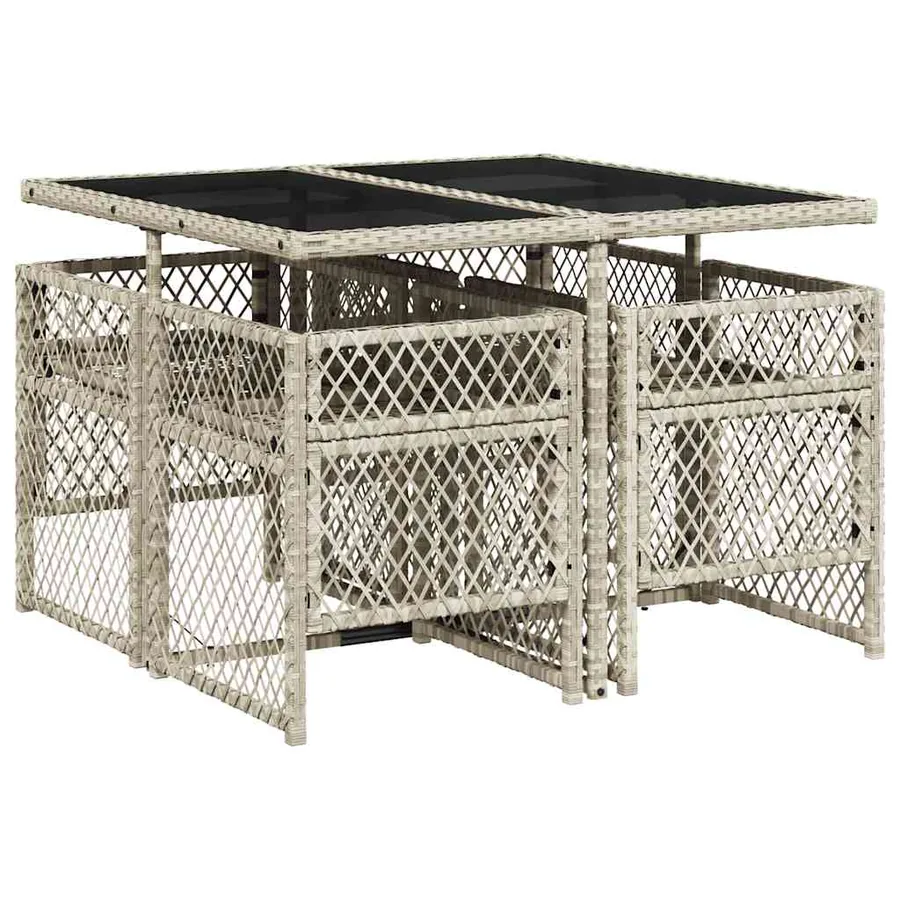 Ensemble à manger de jardin et coussins 5 pcs gris clair rotin - 5