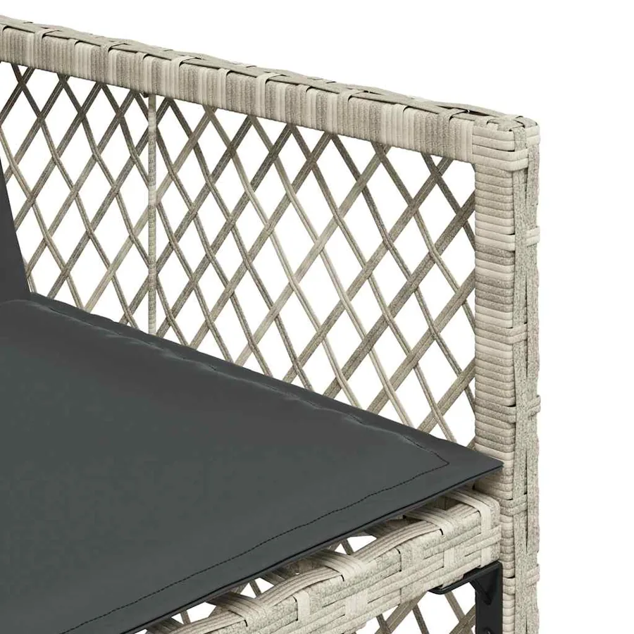 Ensemble à manger de jardin et coussins 5 pcs gris clair rotin - 8