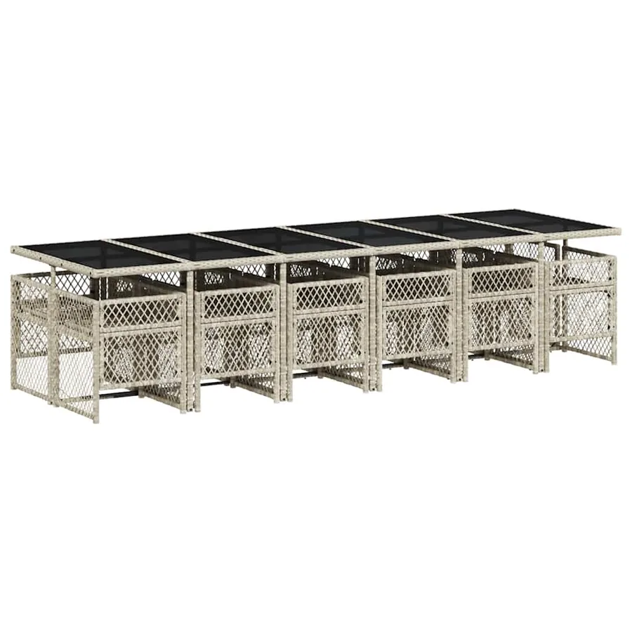Ensemble à manger de jardin et coussins 13 pcs gris clair rotin - 5