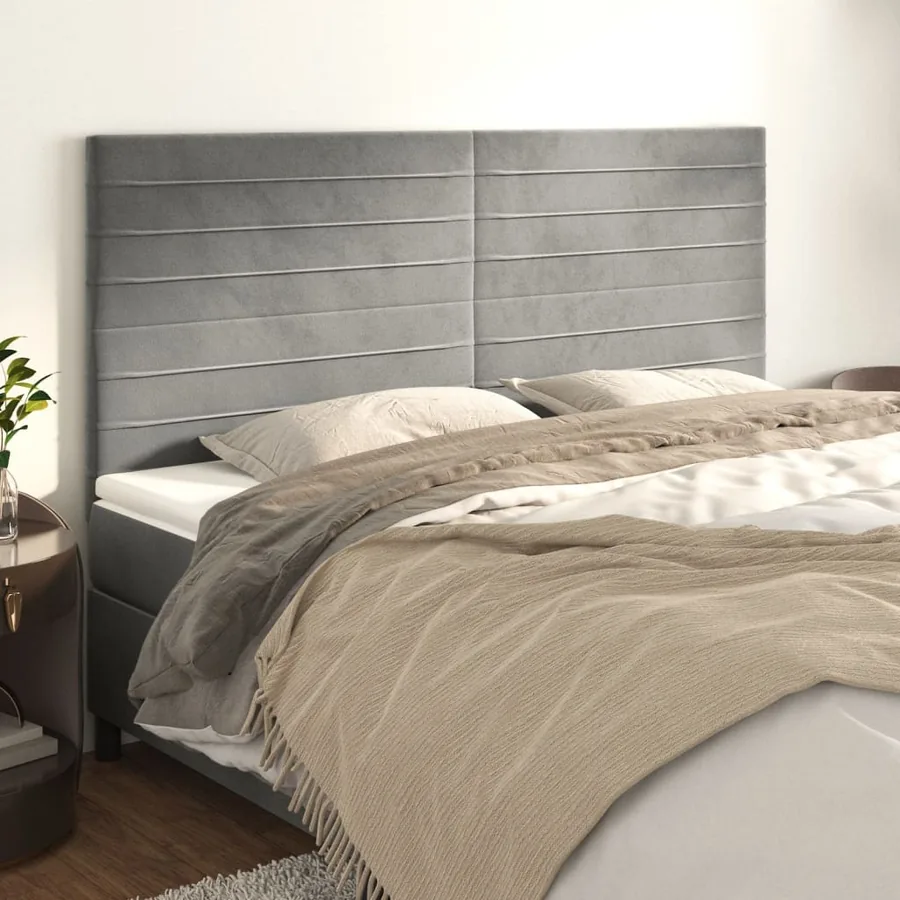 Tête de lit Gris clair 180x5x118/128 cm Velours