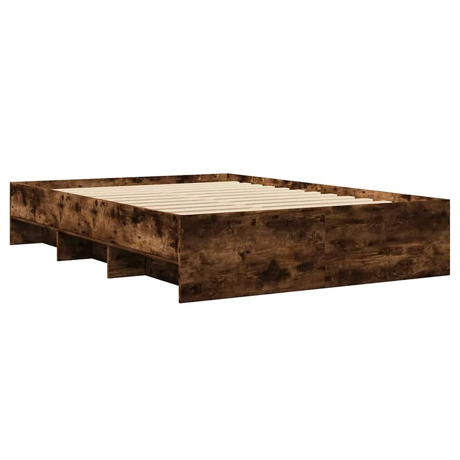 Cadre de lit sans matelas chêne fumé 135x190 cm bois ingénierie - 4