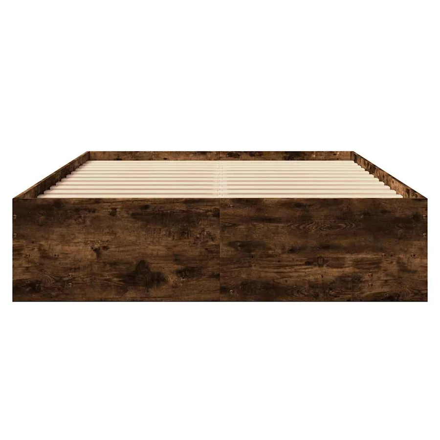 Cadre de lit sans matelas chêne fumé 135x190 cm bois ingénierie - 5