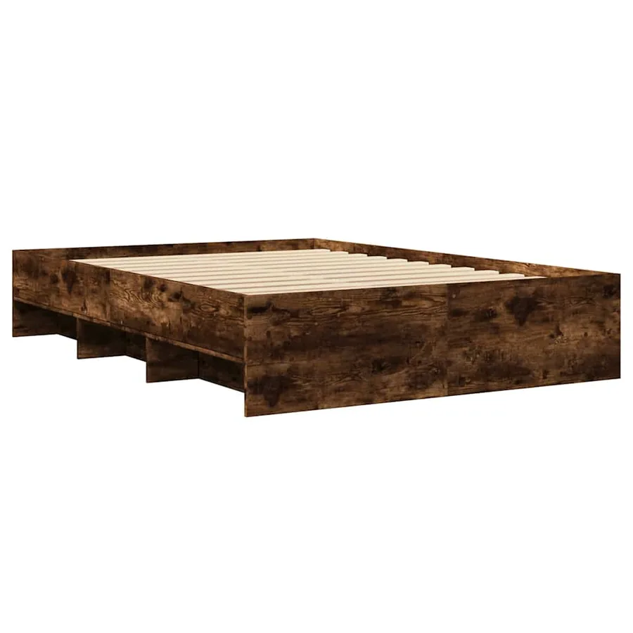 Cadre de lit sans matelas chêne fumé 135x190 cm bois ingénierie - 7