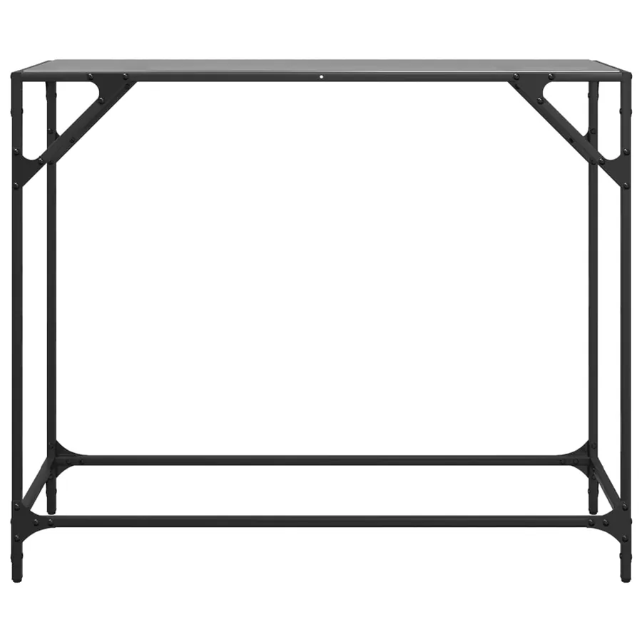 Table console avec dessus en verre noir 98x35x81 cm acier - 4
