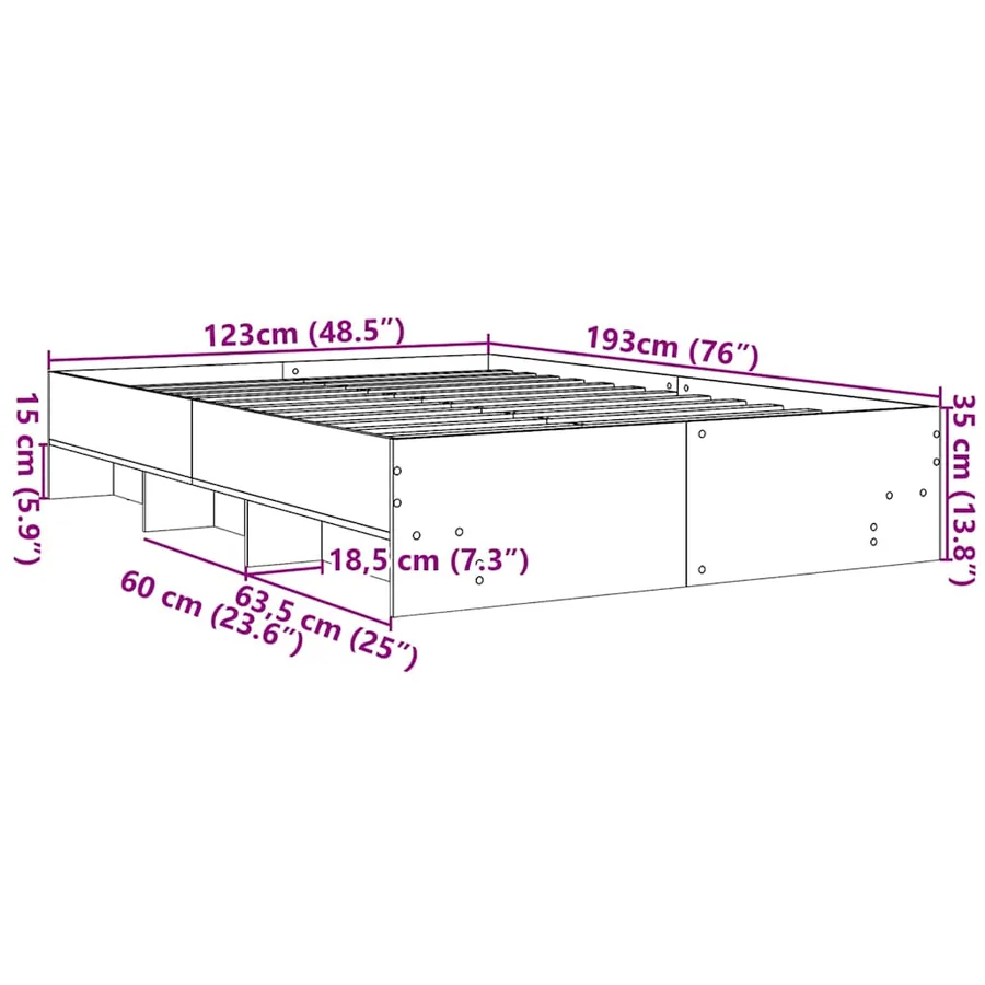 Cadre de lit sans matelas chêne fumé 120x190 cm bois ingénierie - 10