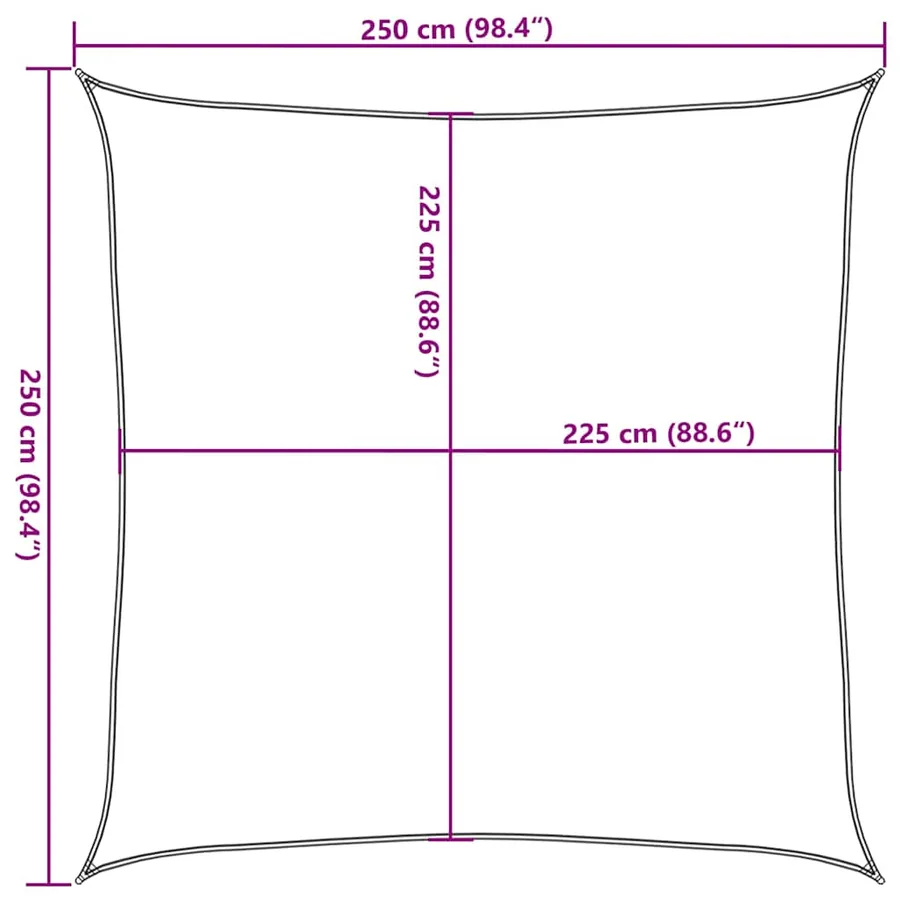 Voile d'ombrage 160 g/m² carré sable 2,5x2,5 m PEHD - 10