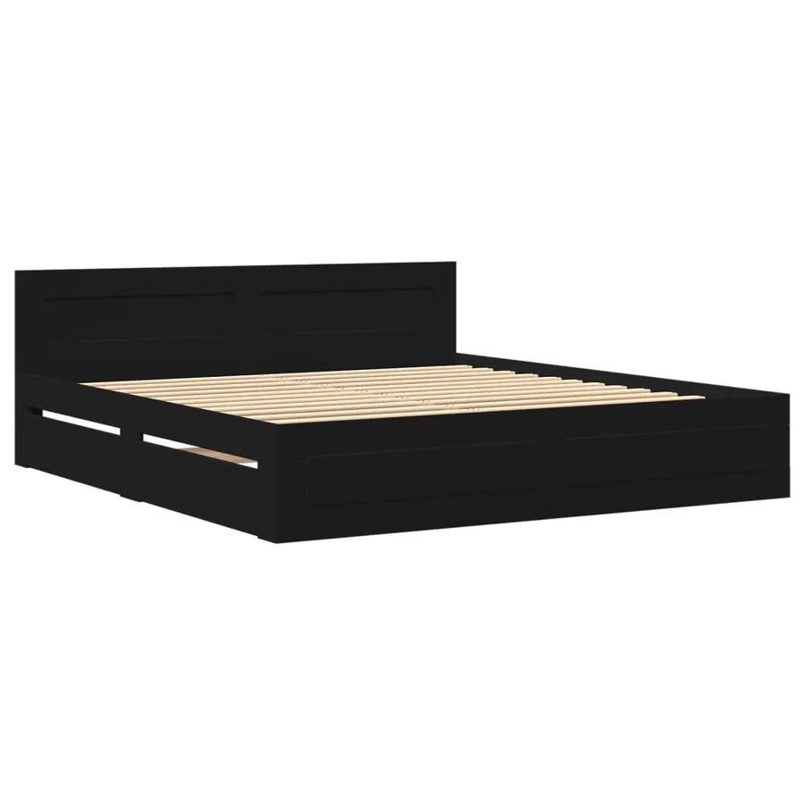 Cadre de lit avec tête de lit sans matelas noir 180x200 cm - 3