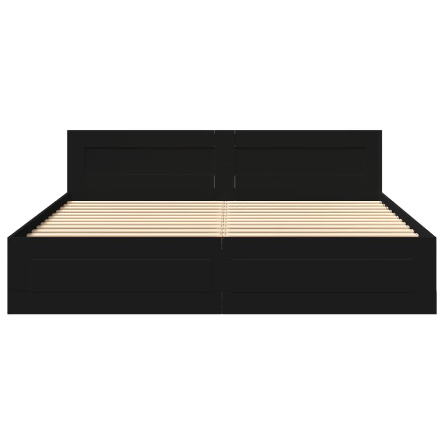 Cadre de lit avec tête de lit sans matelas noir 180x200 cm - 5