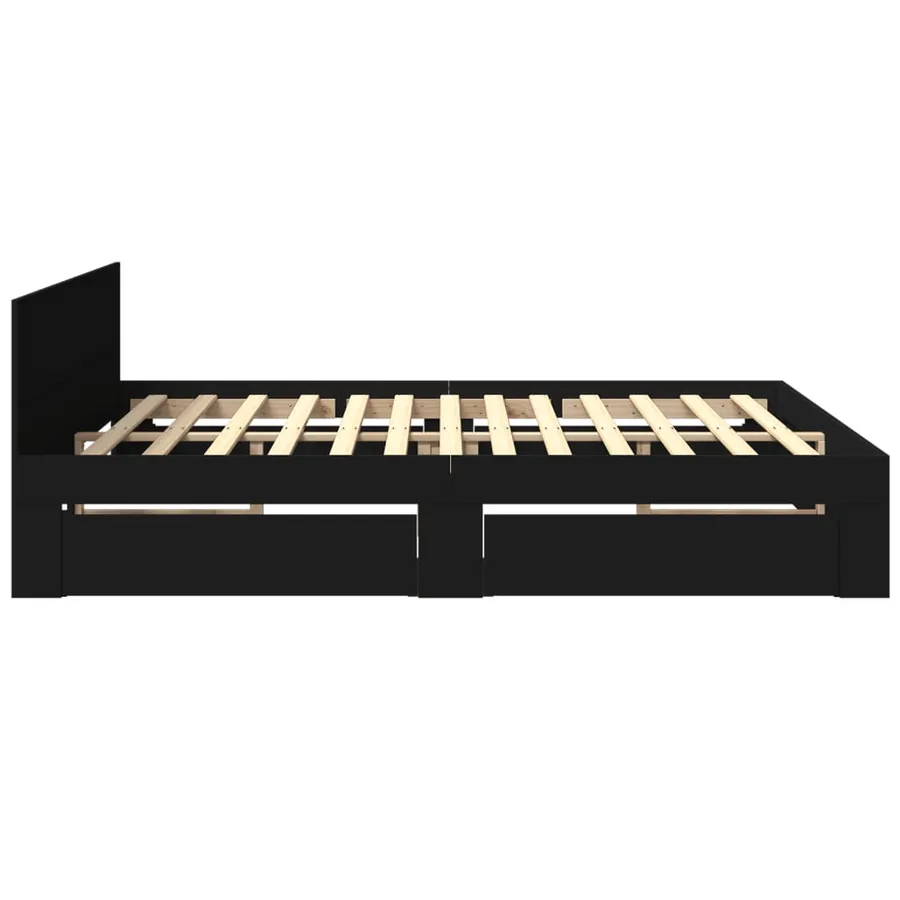 Cadre de lit avec tête de lit sans matelas noir 180x200 cm - 6