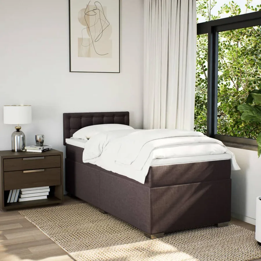 Sommier à lattes de lit avec matelas Marron foncé 90x200 cm - 4