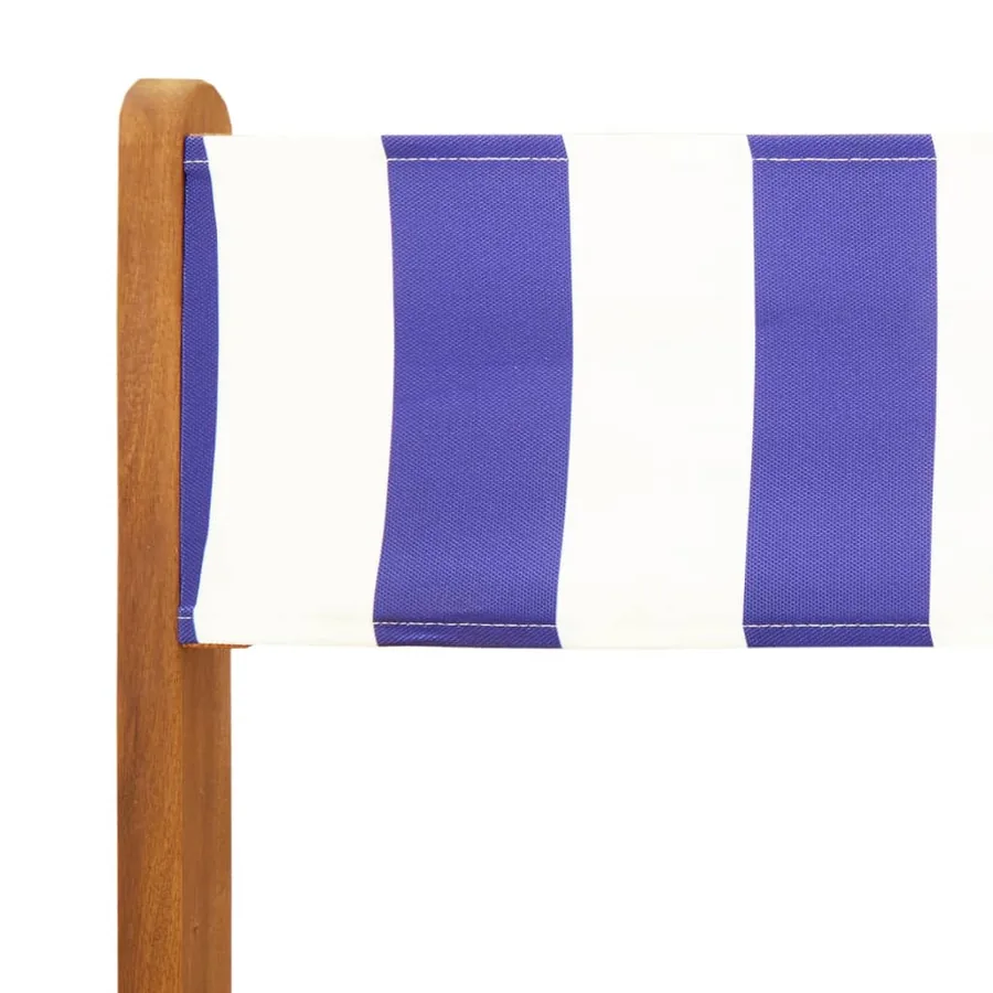 Ensemble de bistro 3 pcs bleu et blanc tissu et bois massif - 10