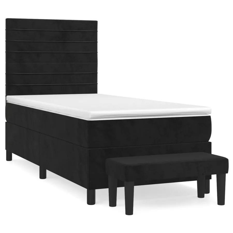 Sommier à lattes de lit et matelas Noir 80x200 cm Velours - 2