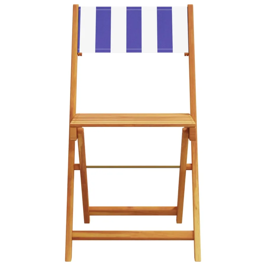 Ensemble de bistro 3 pcs bleu et blanc tissu et bois massif - 4