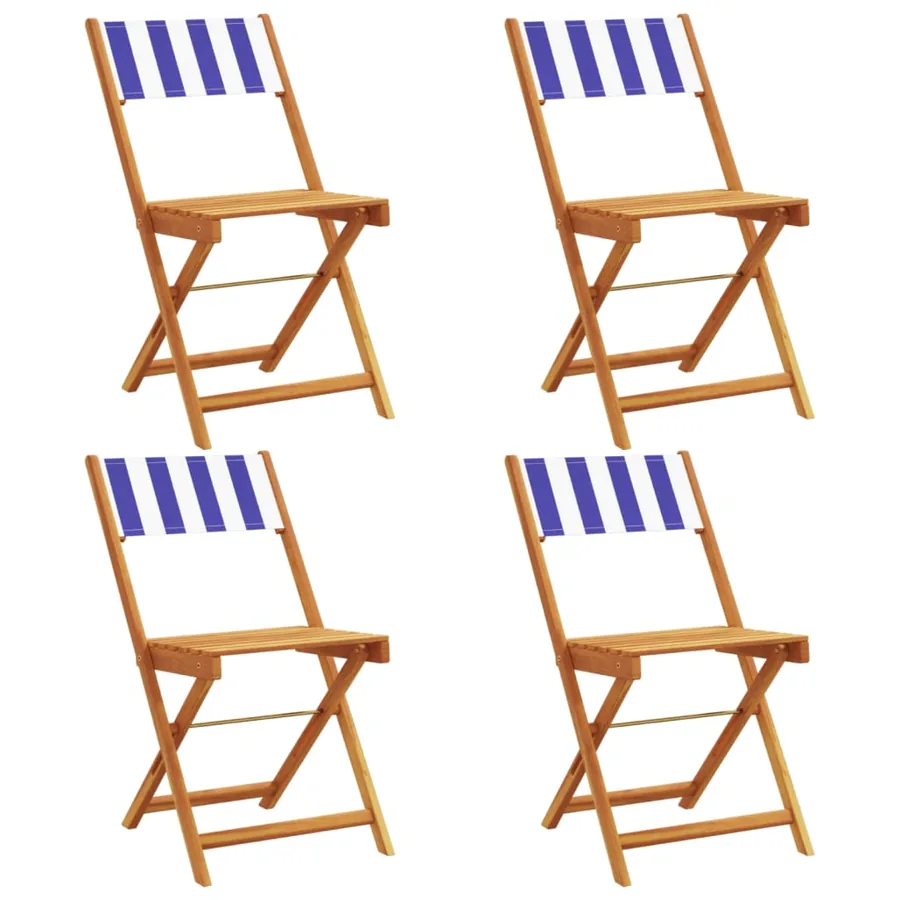 Chaises de jardin pliantes lot de 4 tissu et bois massif - 2