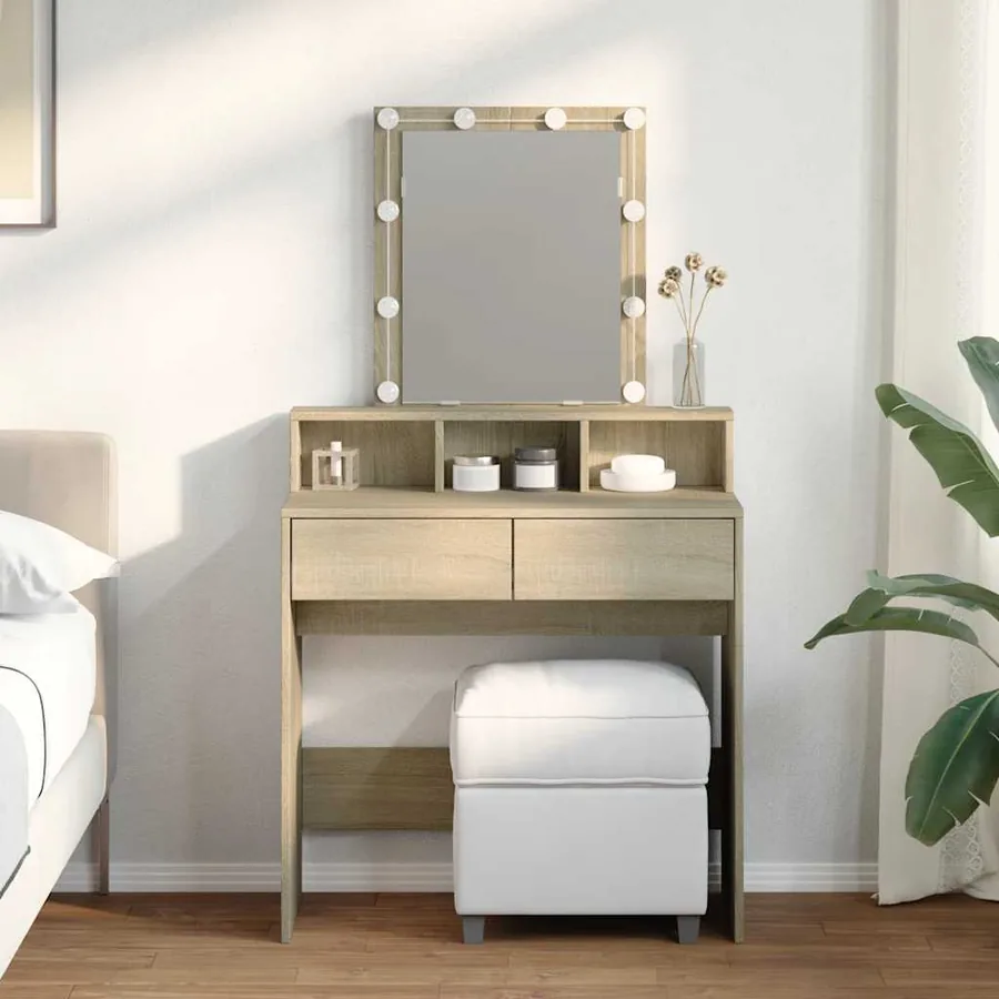 Coiffeuse avec LED chêne sonoma 80x41x144,5 cm
