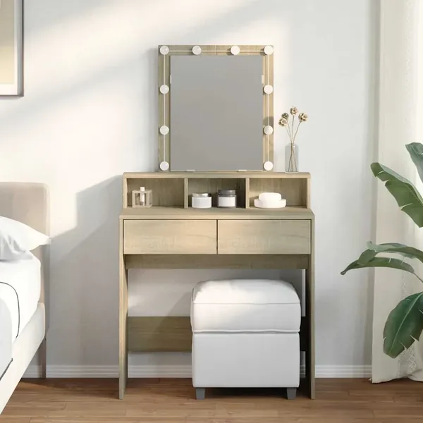 Coiffeuse avec LED chêne sonoma 80x41x144,5 cm