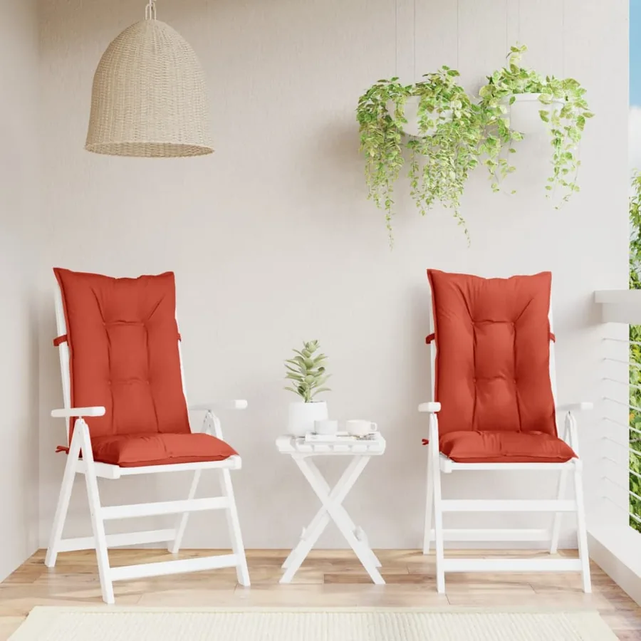 Coussins de chaise à dossier haut lot de 2 rouge mélangé tissu - 3