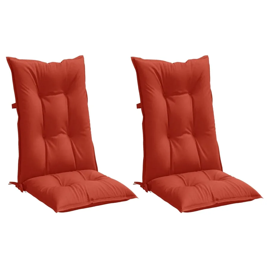 Coussins de chaise à dossier haut lot de 2 rouge mélangé tissu - 4