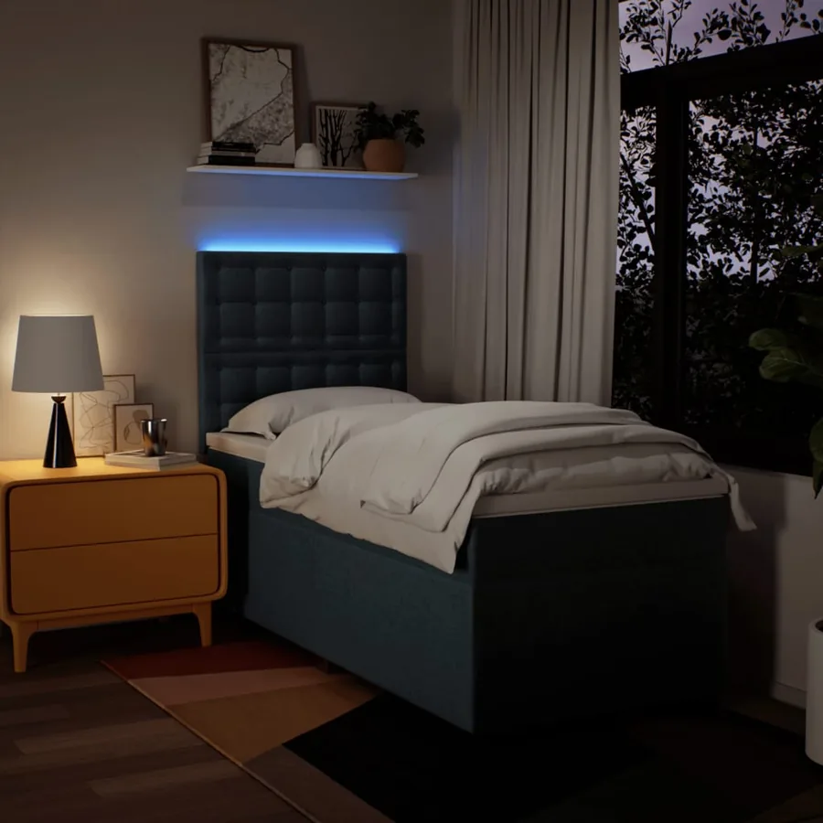 Sommier à lattes de lit avec matelas Bleu 80x200 cm Tissu - 5