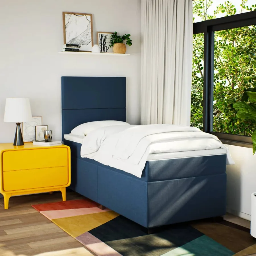 Sommier à lattes de lit avec matelas Bleu 80x200 cm Tissu - 4