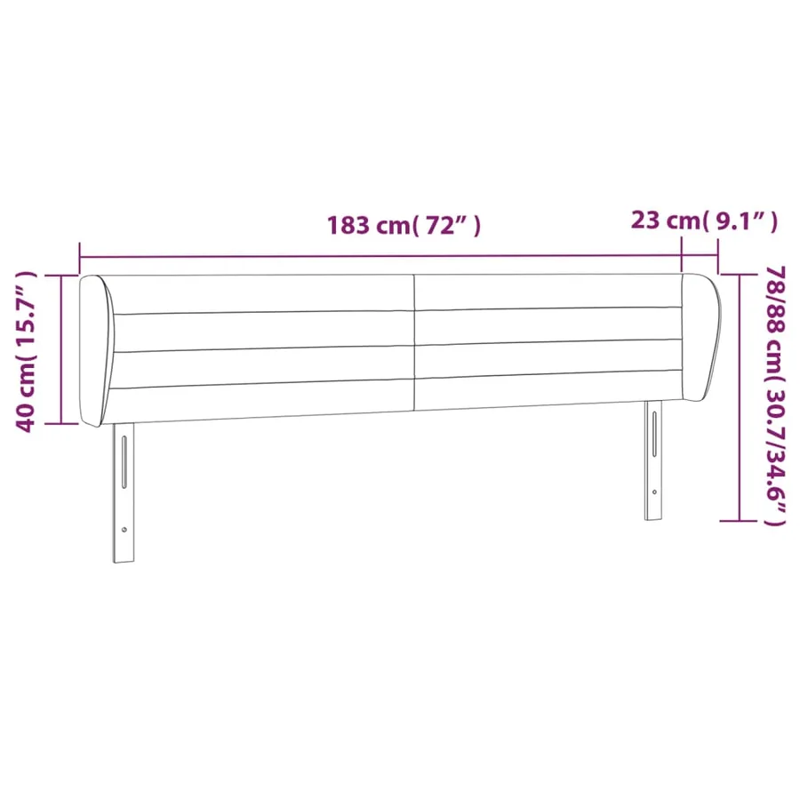 Tête de lit avec oreilles Rose 183x23x78/88 cm Velours - 9