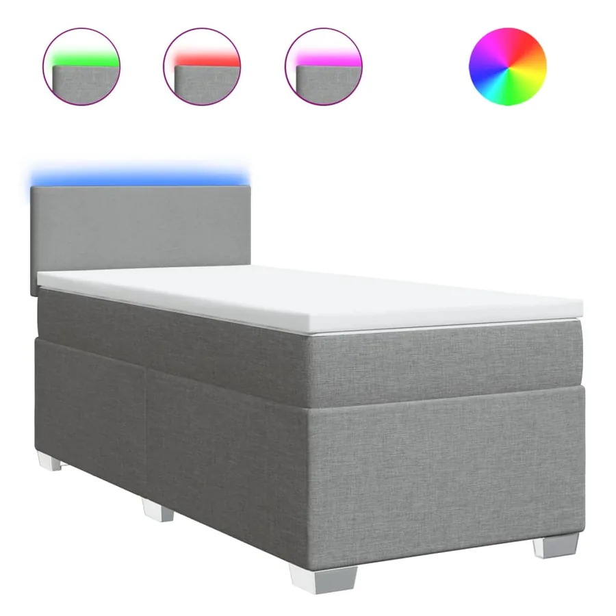 Sommier à lattes de lit avec matelas gris clair 80x200 cm tissu - 2