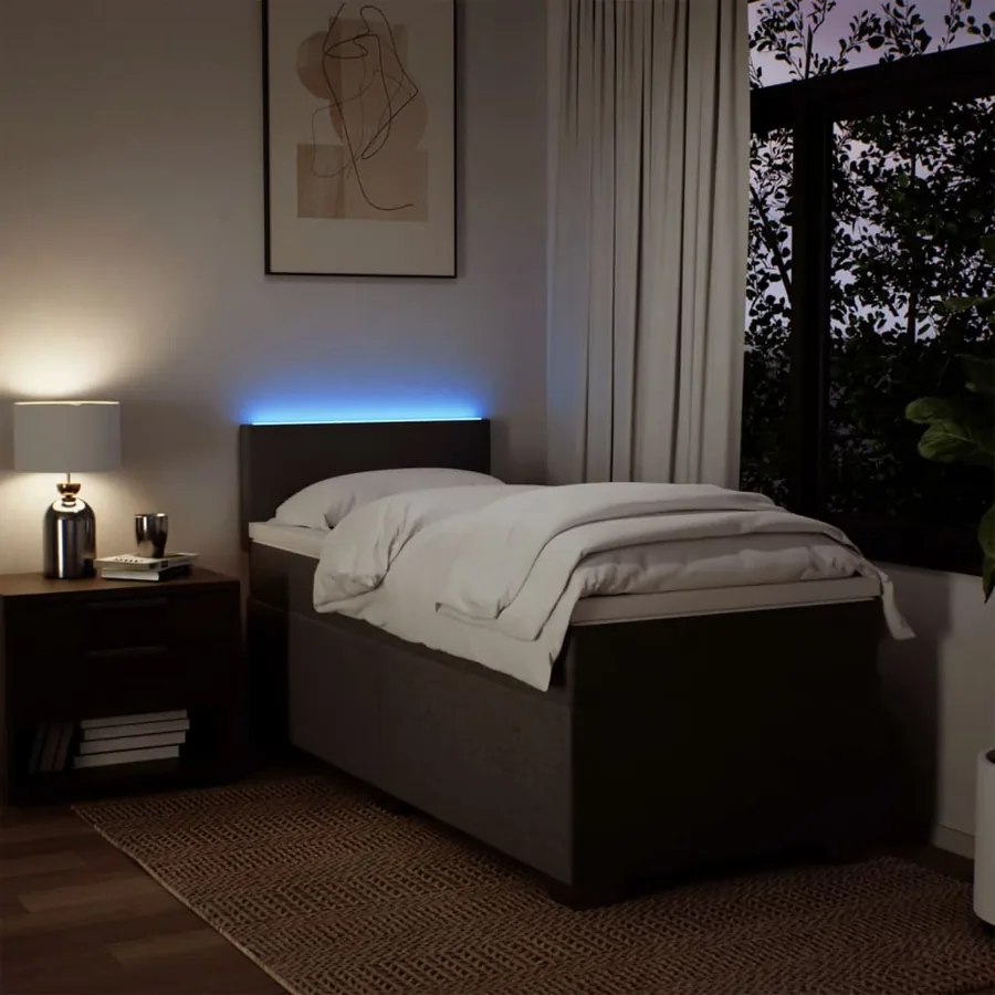 Sommier à lattes de lit avec matelas gris clair 80x200 cm tissu - 5