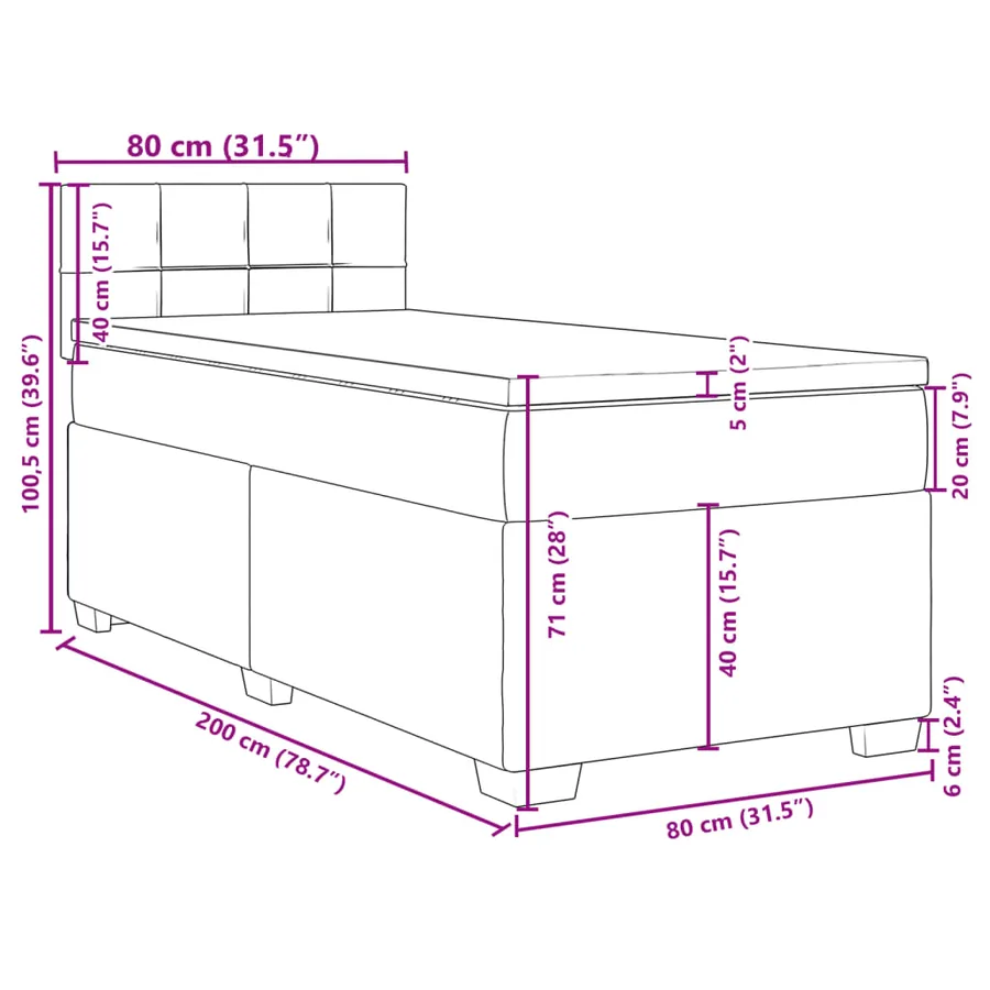 Sommier à lattes de lit avec matelas gris clair 80x200 cm tissu - 13