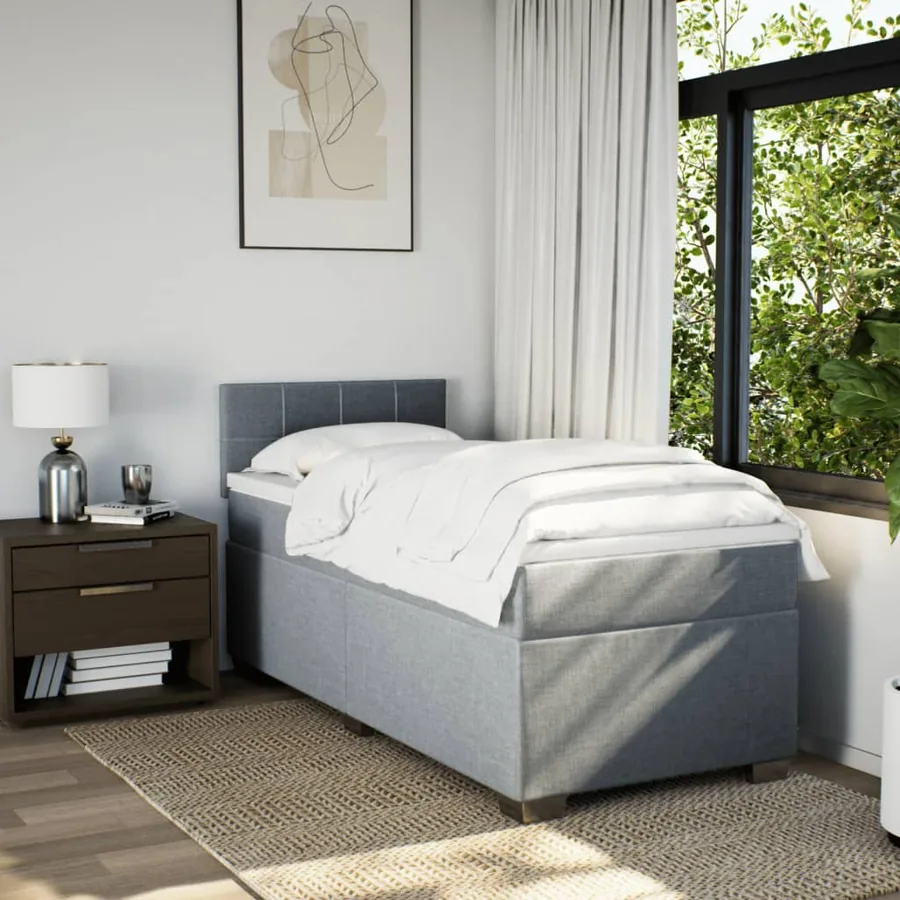 Sommier à lattes de lit avec matelas gris clair 80x200 cm tissu - 3