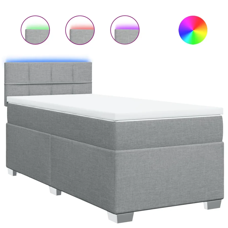 Sommier à lattes de lit avec matelas gris clair 80x200 cm tissu - 2
