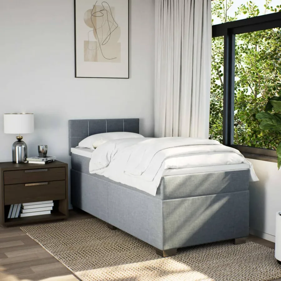 Sommier à lattes de lit avec matelas gris clair 80x200 cm tissu - 4
