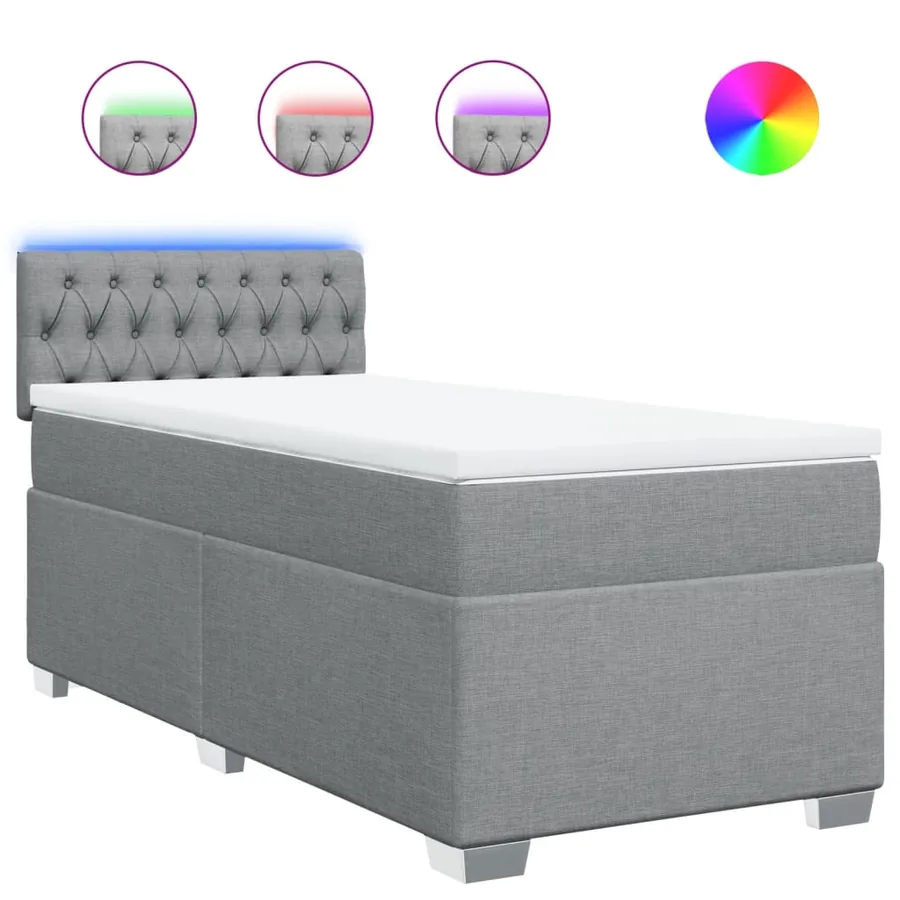 Sommier à lattes de lit avec matelas gris clair 80x200 cm tissu - 2