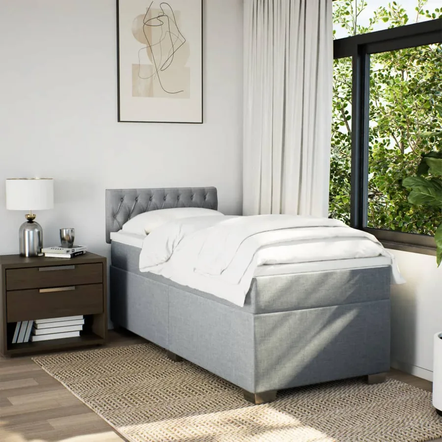 Sommier à lattes de lit avec matelas gris clair 80x200 cm tissu - 4