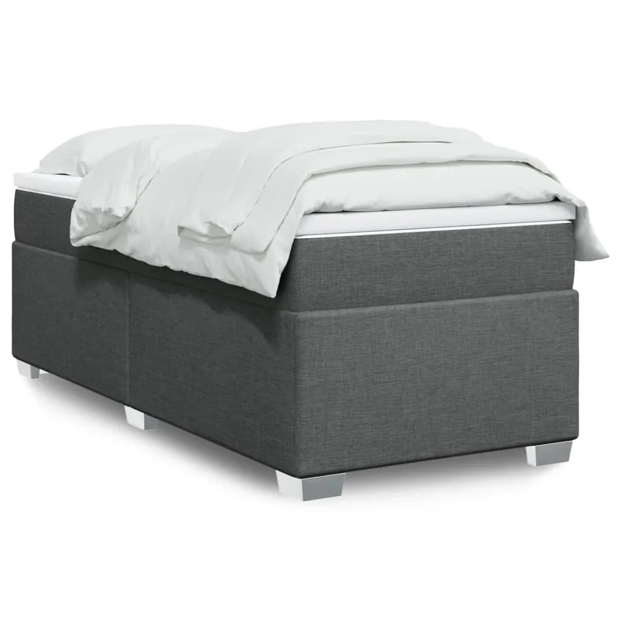 Sommier à lattes de lit et matelas Gris foncé 90x190 cm Tissu - 2