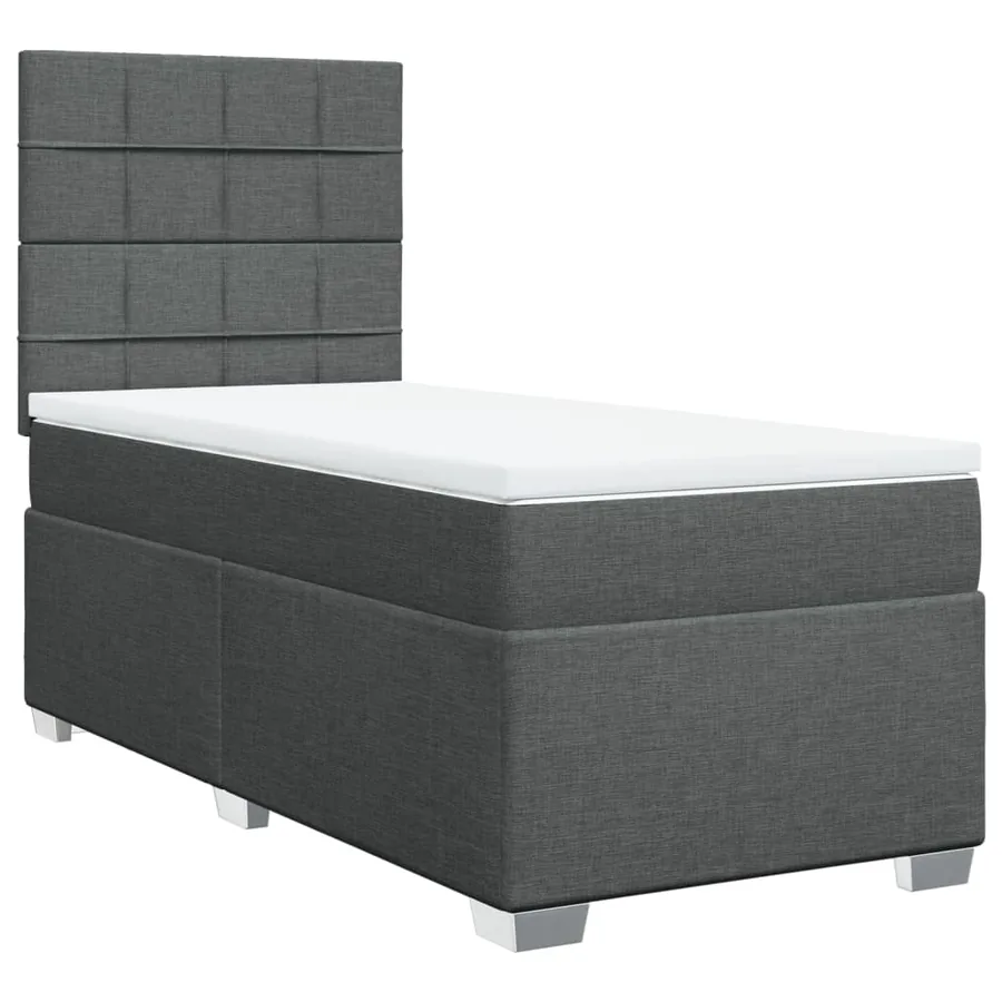Sommier à lattes de lit avec matelas Gris foncé 80x200 cm Tissu - 2