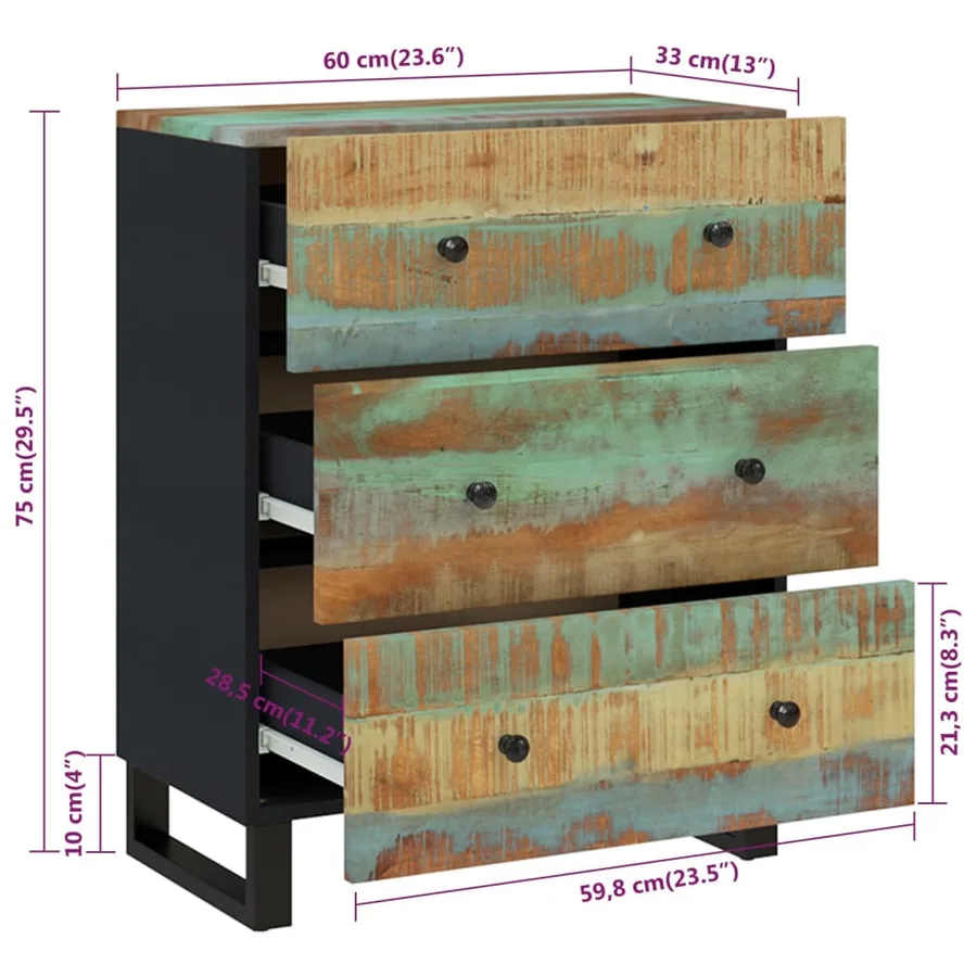 Buffet 60x33x75 cm Bois massif de récupération - 9