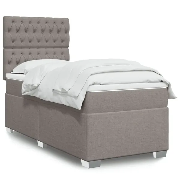 Sommier à lattes de lit avec matelas Taupe 90x190 cm Tissu