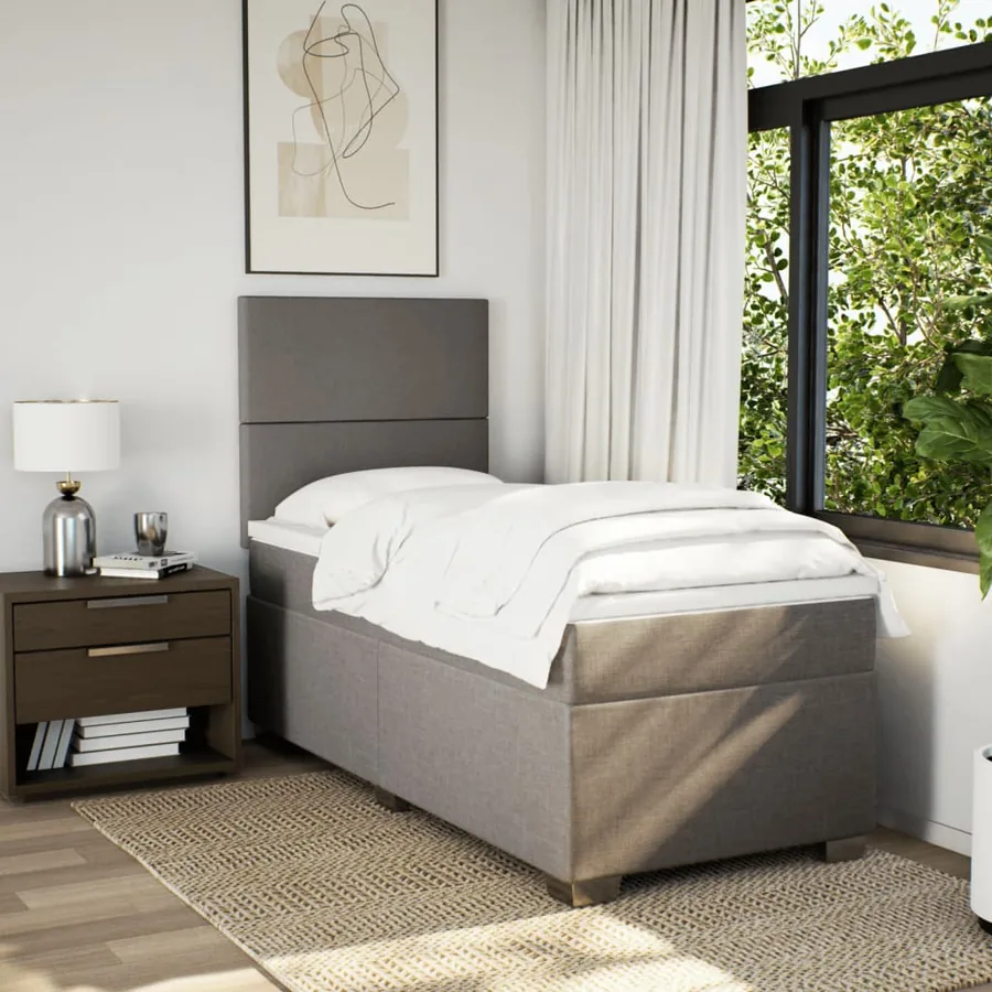 Sommier à lattes de lit avec matelas Taupe 90x190 cm Tissu - 3