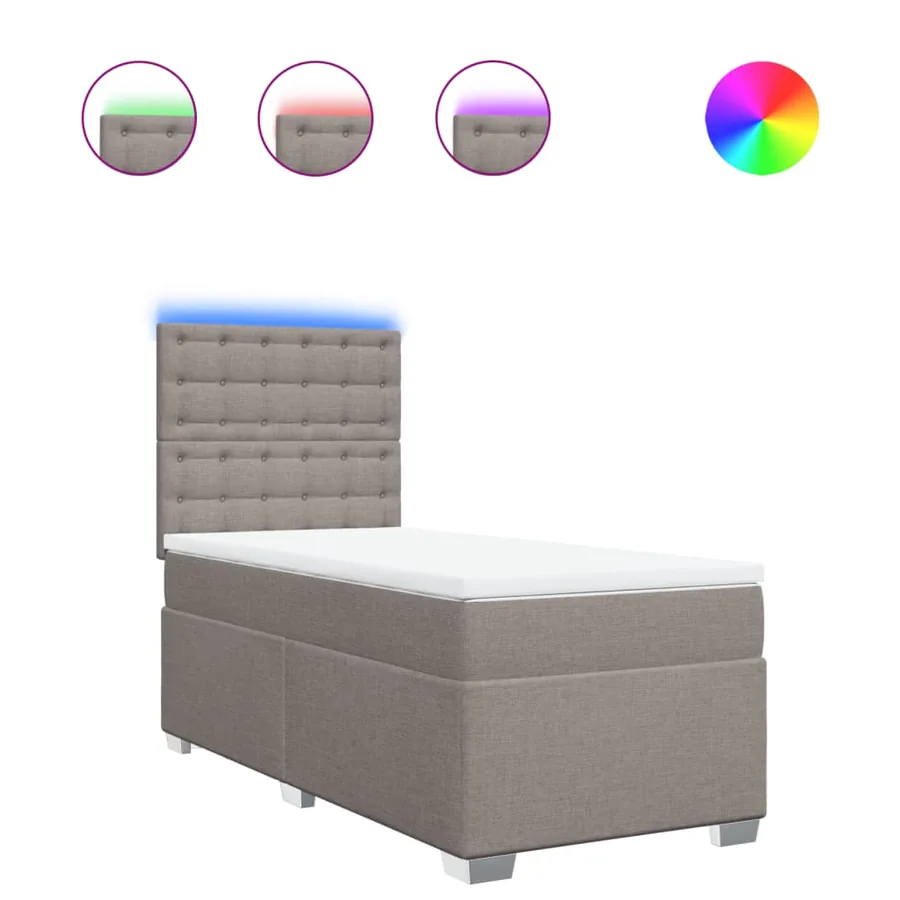 Sommier à lattes de lit avec matelas Taupe 90x190 cm Tissu - 2