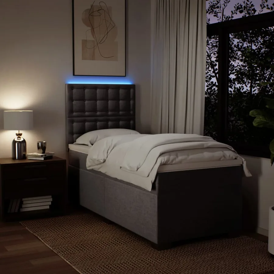 Sommier à lattes de lit avec matelas Taupe 90x190 cm Tissu - 5