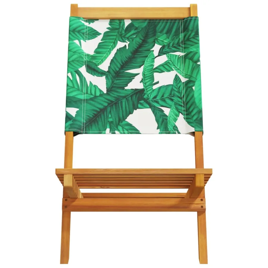 Chaises de jardin pliantes lot de 6 vert tissu et bois massif - 5
