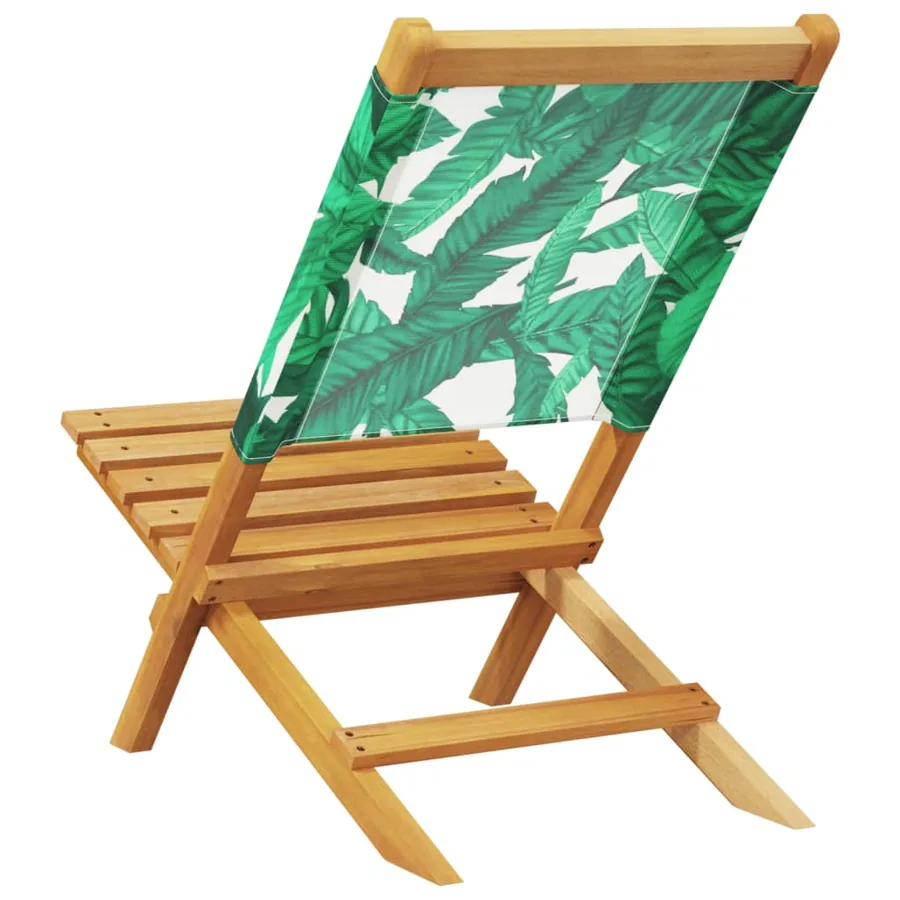 Chaises de jardin pliantes lot de 6 vert tissu et bois massif - 7