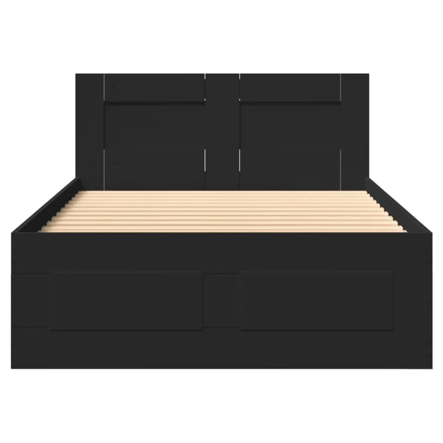 Cadre de lit avec tête de lit sans matelas noir 90x190 cm - 5