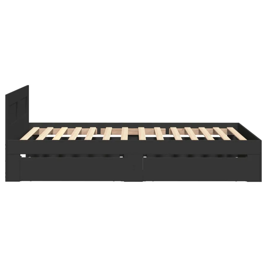 Cadre de lit avec tête de lit sans matelas noir 90x190 cm - 6