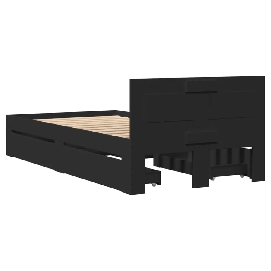 Cadre de lit avec tête de lit sans matelas noir 90x190 cm - 7